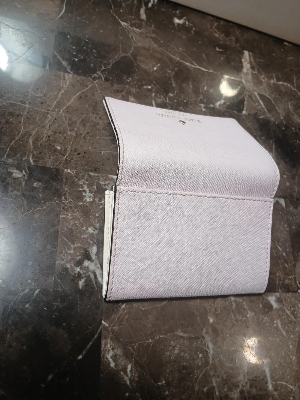 kate spade light pink Saffiano card & key holder with gold logo